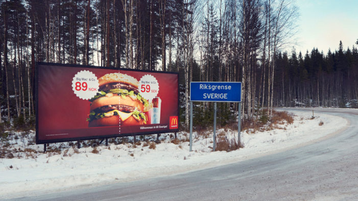 Brilliant McDonald’s Billboard Straddles Norway-Sweden Border, Splits Big Mac