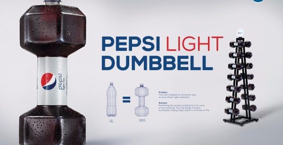 Pepsi Light Creates a New Bottle Packaging that Resembles a Dumbbell