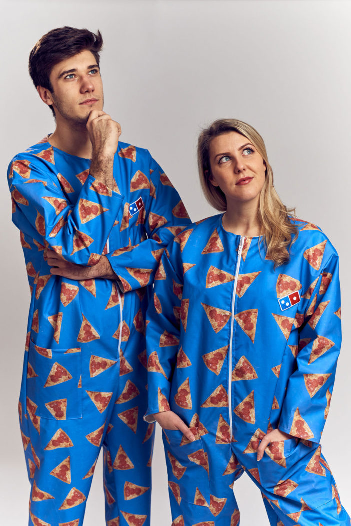 Domino’s Wipeable Adult Onesie is the Ultimate Uniform for Messy Pizza