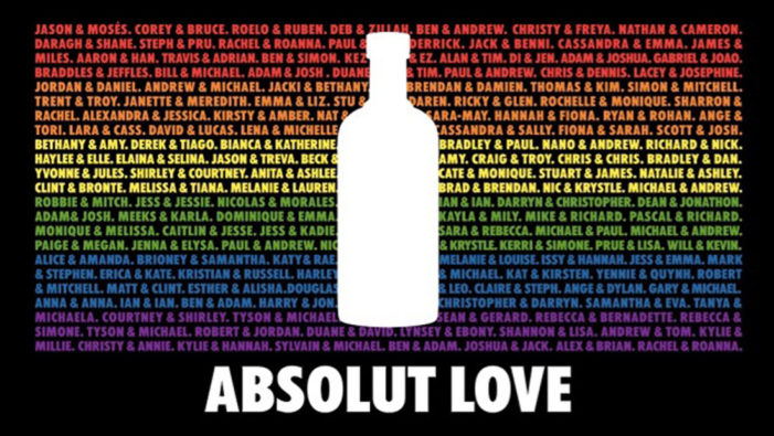 Absolut Celebrates Australian Marriage Equality in ‘Absolute Love’ Campaign by Cummins&Partners