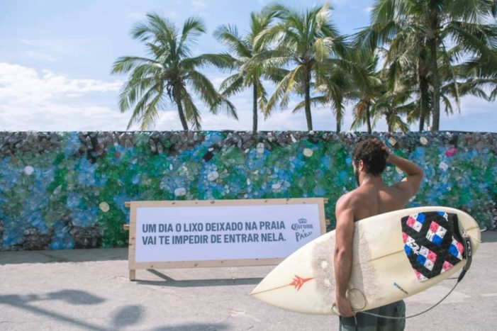 Corona Beer Blocks Ipanema Beach with Giant Wall Made of Plastic Waste