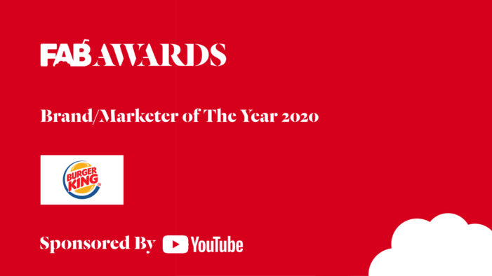 Burger King win The YouTube FAB Brand / Marketer Award at The 22nd FAB Awards