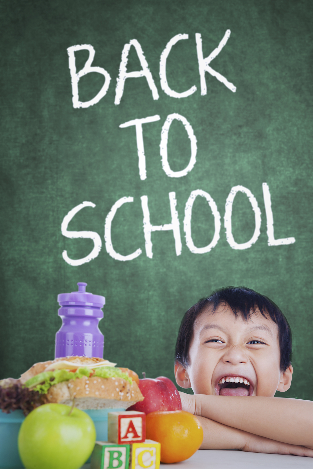 Boy with his lunch back to school