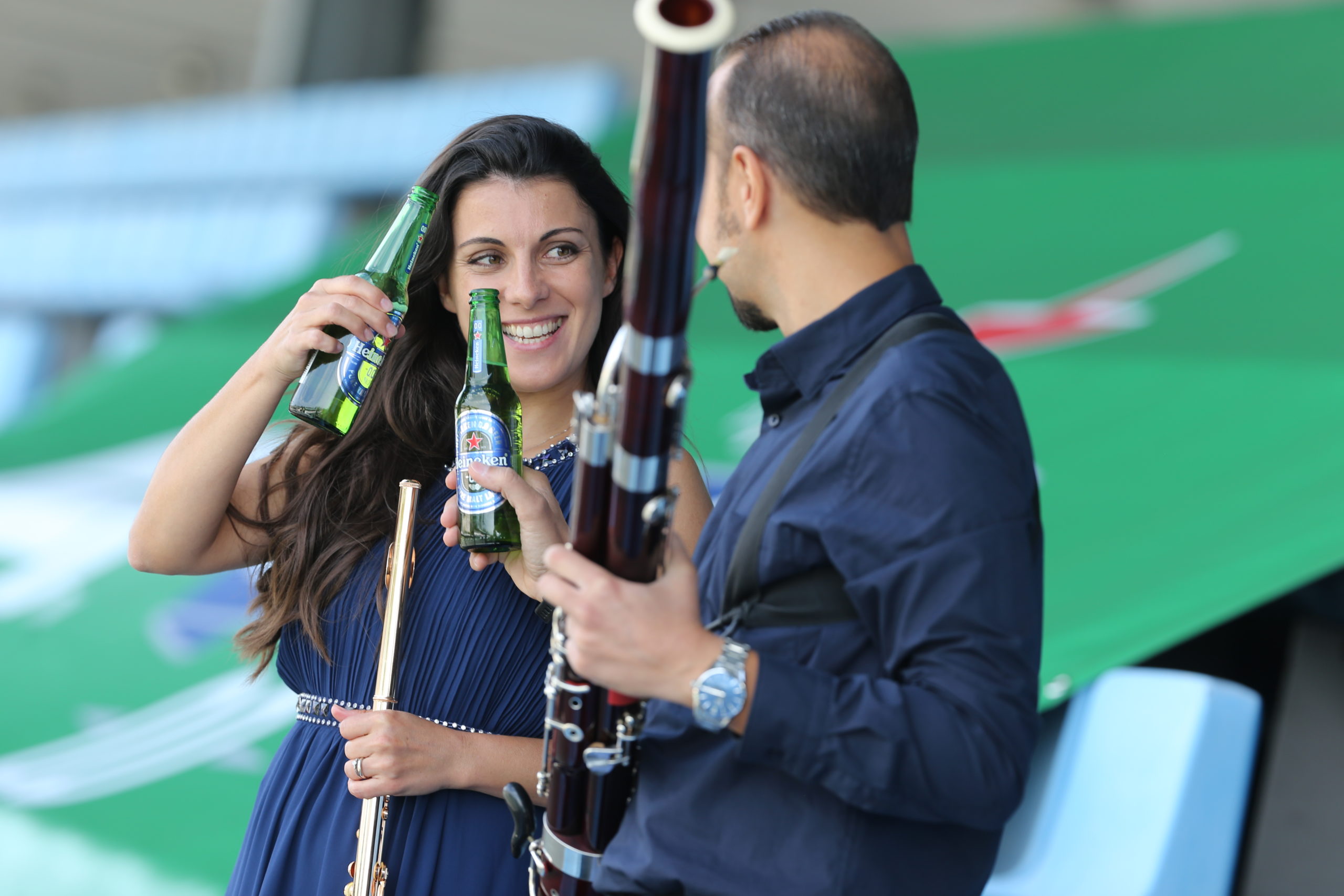 Claudia Bucchini and Andrea Zucco enjoy a Heineken 0.0 after the performance