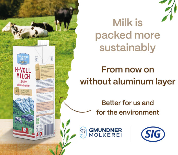 Gmundner Dairy first in Austria to offer SIG aseptic carton packs without aluminium layer  