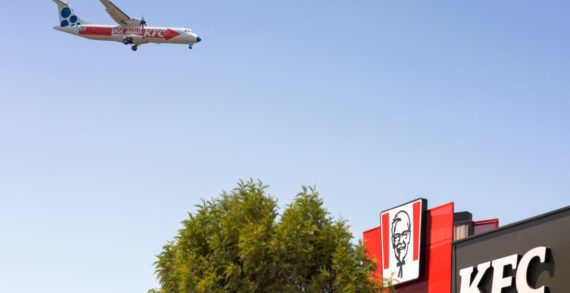 A plane points out the new location for KFC’s new restaurant in Tenerife