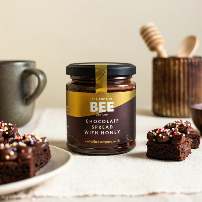 NEW INTENSELY CHOCOLATEY SPREAD PACKED WITH A LOVING LADLE OF SCOTTISH BLOSSOM HONEY