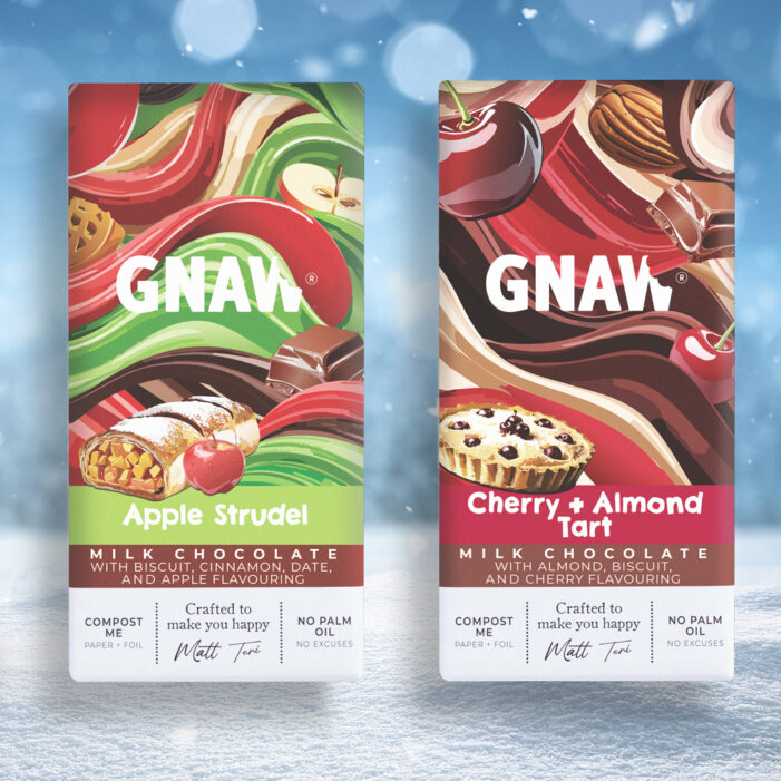 Gnaw Addresses English Heritage Fears Regarding The Decline Of Classic Puds With The Unveiling Of Sublime Cherry & Almond Tart and Spiced Apple Strudel Chocolate Bars to build on its Growing ‘Pudfolio’ of Nostalgic Chocolate Bars