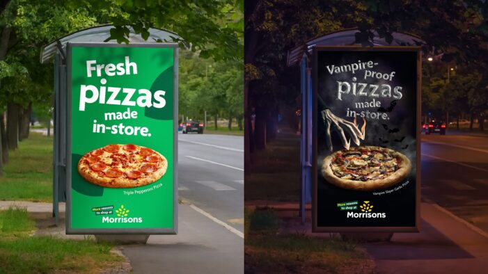 Morrisons Halloween pizzas get a ghostly glow up in “After Dark Ads” by Leo UK