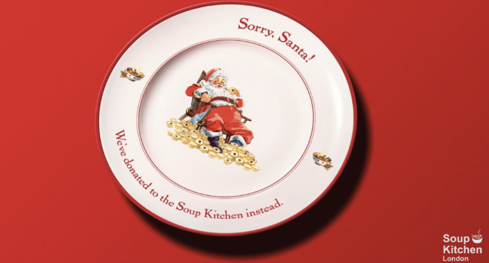 Wonderhood Studios and Soup Kitchen London turn Santa’s mince pie into meals for those in need. 