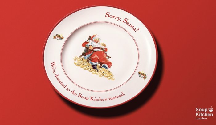 Wonderhood Studios and Soup Kitchen London turn Santa’s mince pie into meals for those in need. 